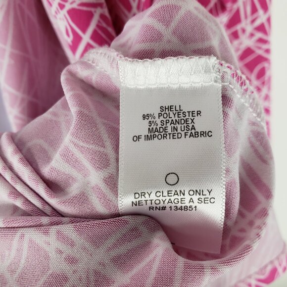 Charles Henry Wrap Dress Classic 3/4 Sleeve Magenta Pink White Abstract Size XL - Picture 4 of 5